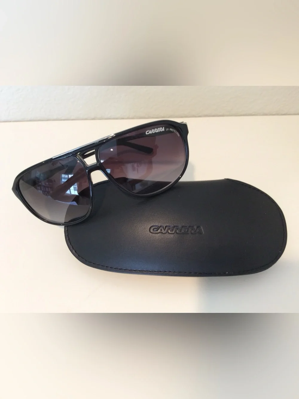 Carrera Black Aviator Sunglasses with Dark Gradient Lenses
